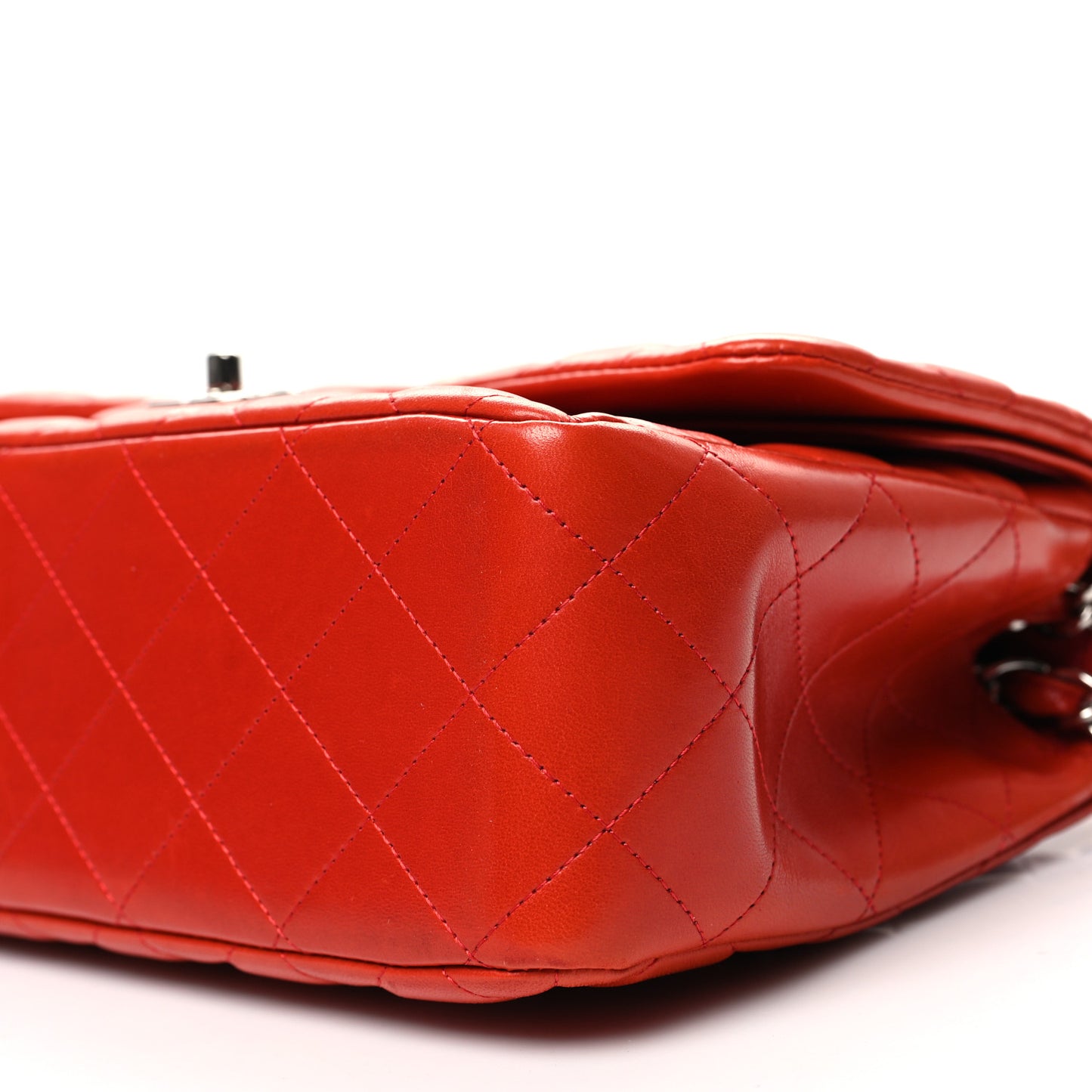 Lambskin Quilted Jumbo Double Flap Red