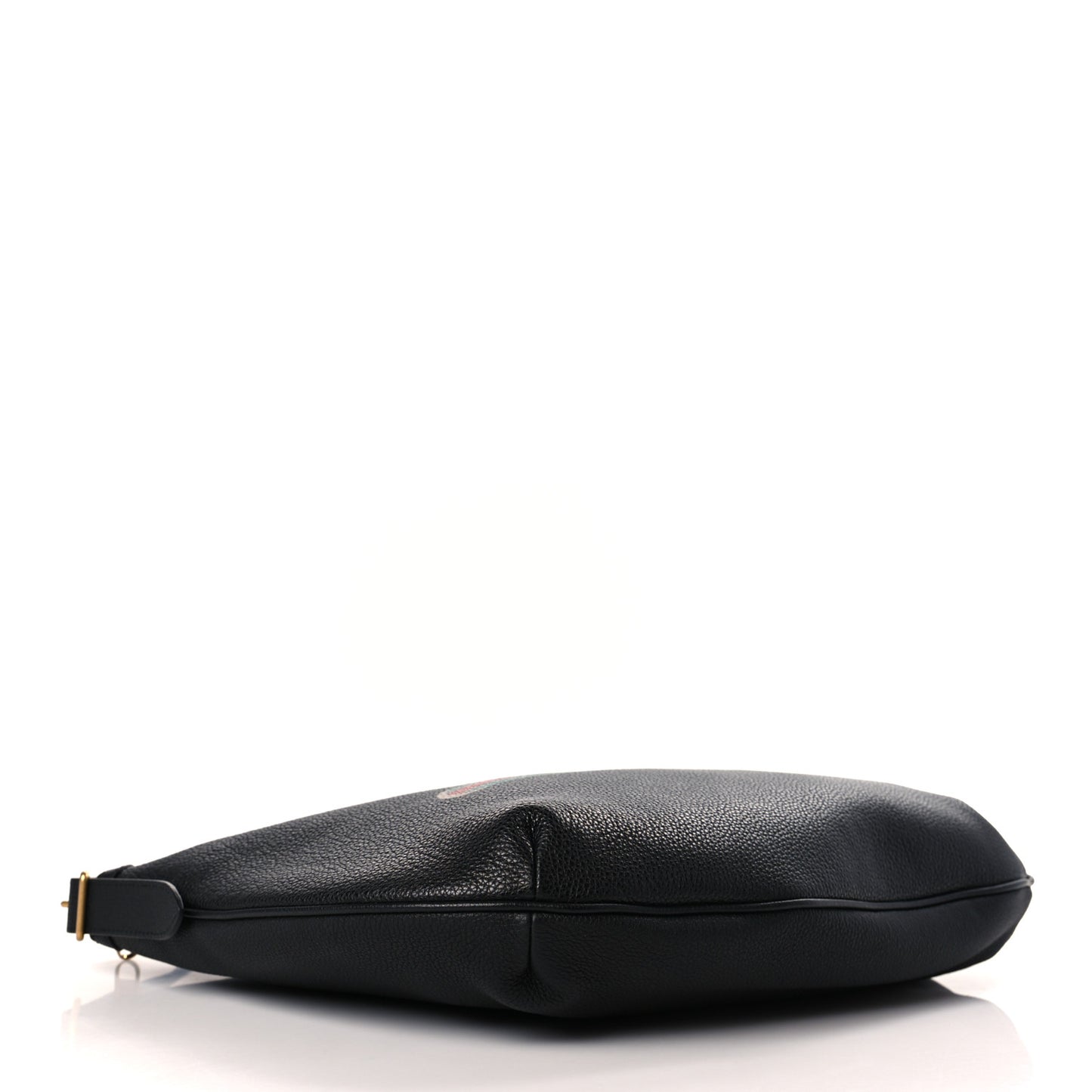 Grained Calfskin Logo Half Moon Hobo Black