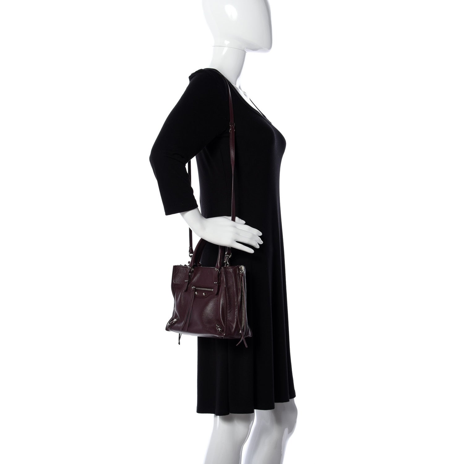 Balenciaga Calfskin Papier Mini A4 Zip Around Tote Rouge Aubergine 2 of 9