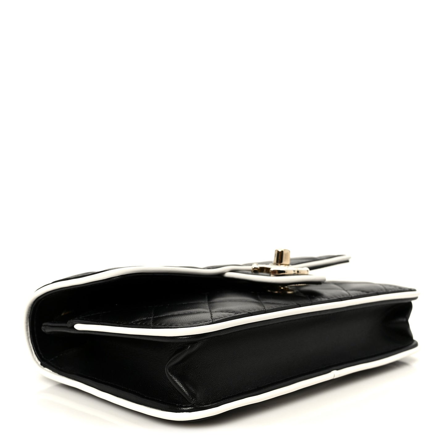 Lambskin Quilted Resin CC Mini Flap Bag Black White