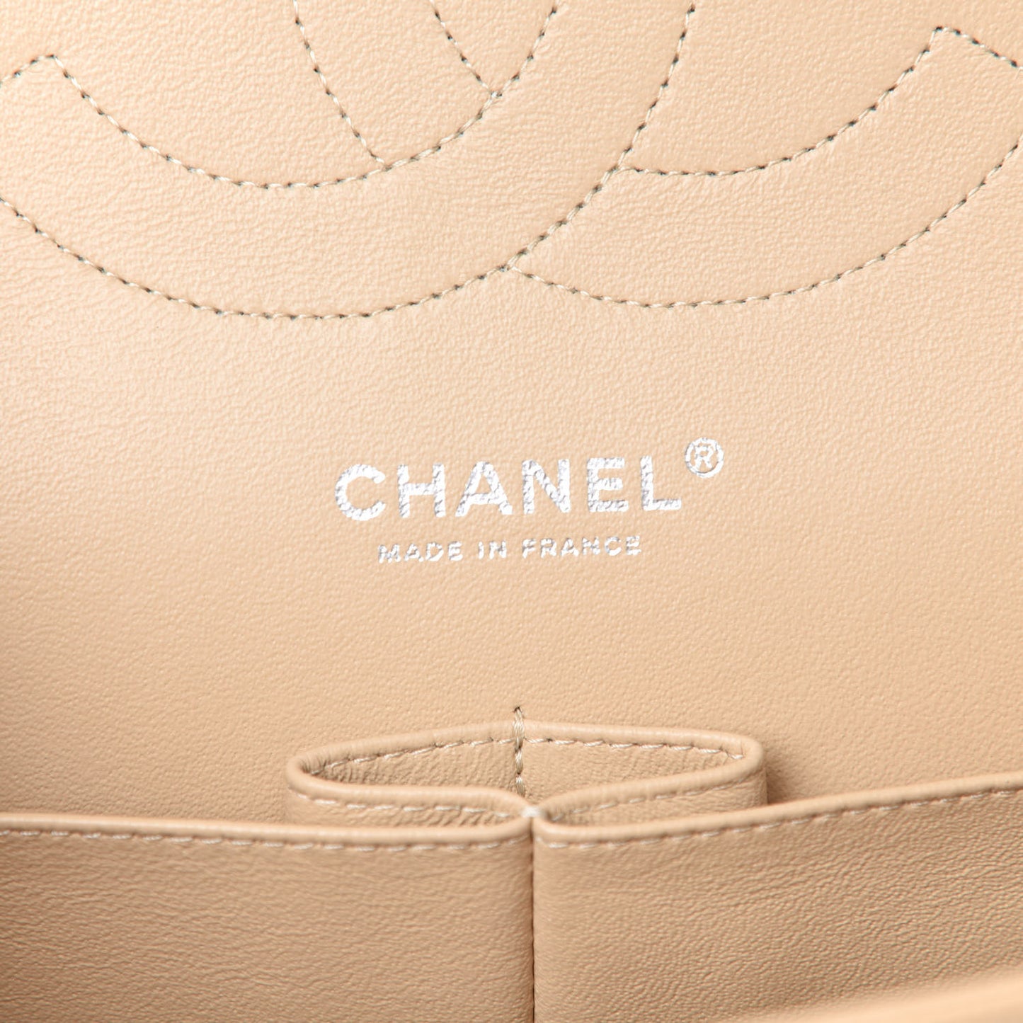Caviar Quilted Jumbo Double Flap Light Beige