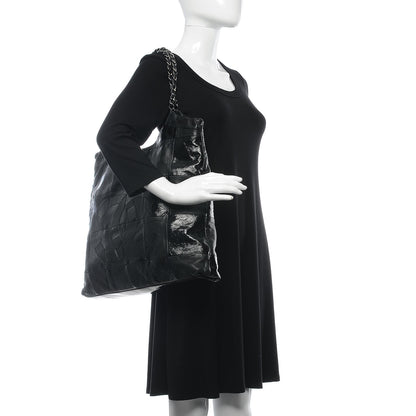 Chanel Patent Calfskin Patchwork Brooklyn Tote Black 2 of 9