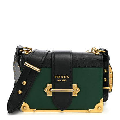Prada City Calf Saffiano Cahier Bag Biliardo Black 1 of 8