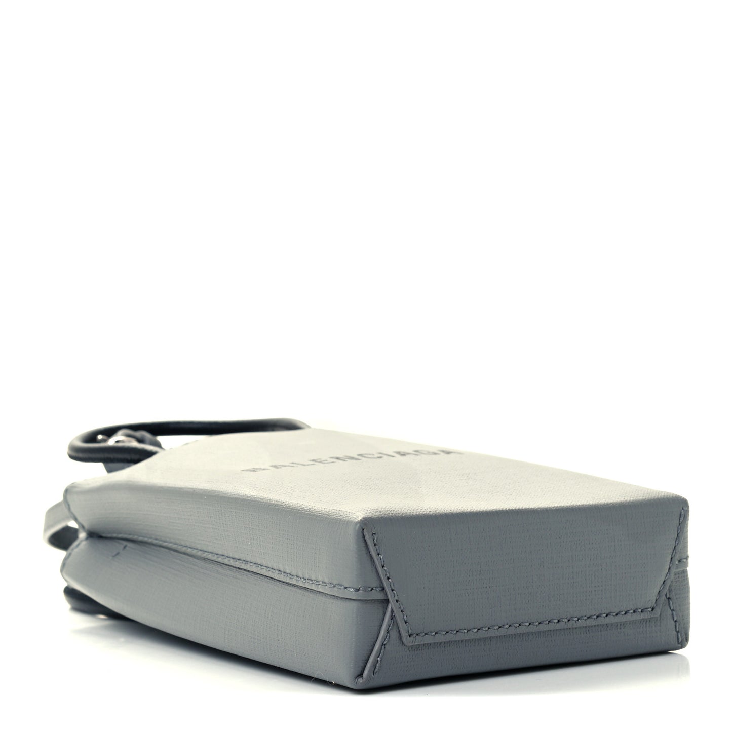Squared Calfskin Logo Shopping Phone Holder Bag Balenciaga Grey
