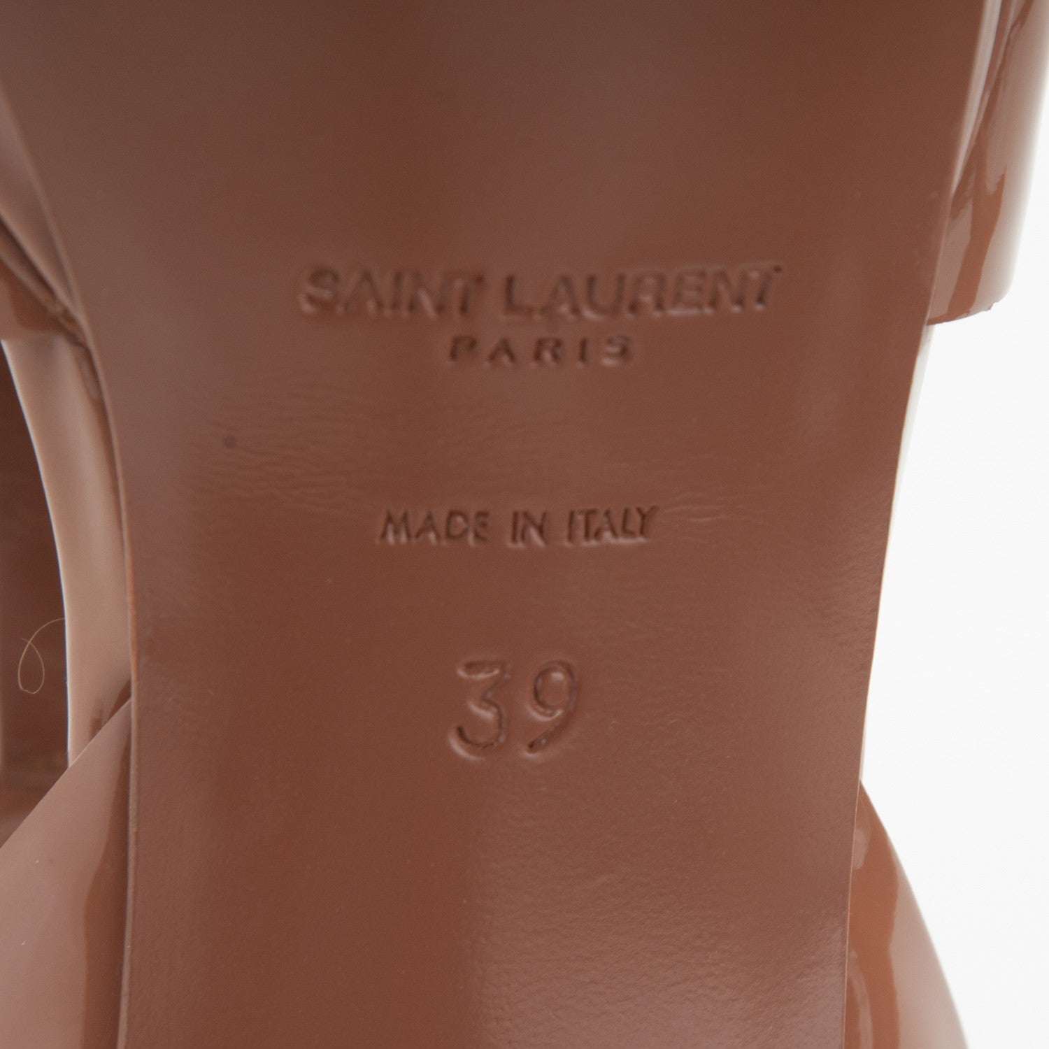 Saint Laurent Patent Tribute 75 Platform Sandals 38 Light Clay 6 of 7