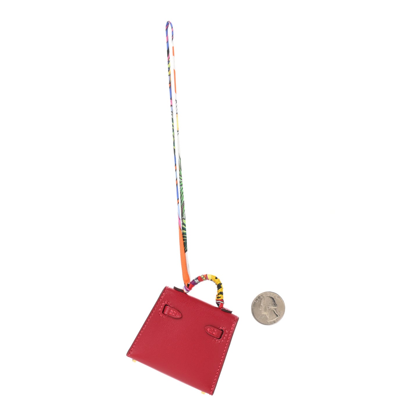 Tadelakt Mini Kelly Twilly Bag Charm Rouge Vif