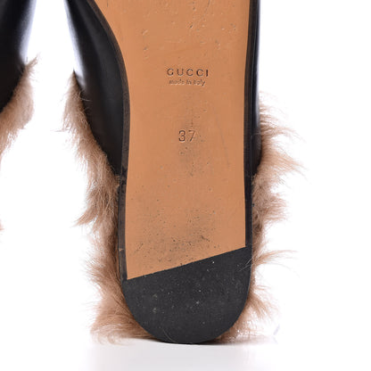 Gucci Calfskin Fur Womens Princetown Slippers 37 Black 10 of 13
