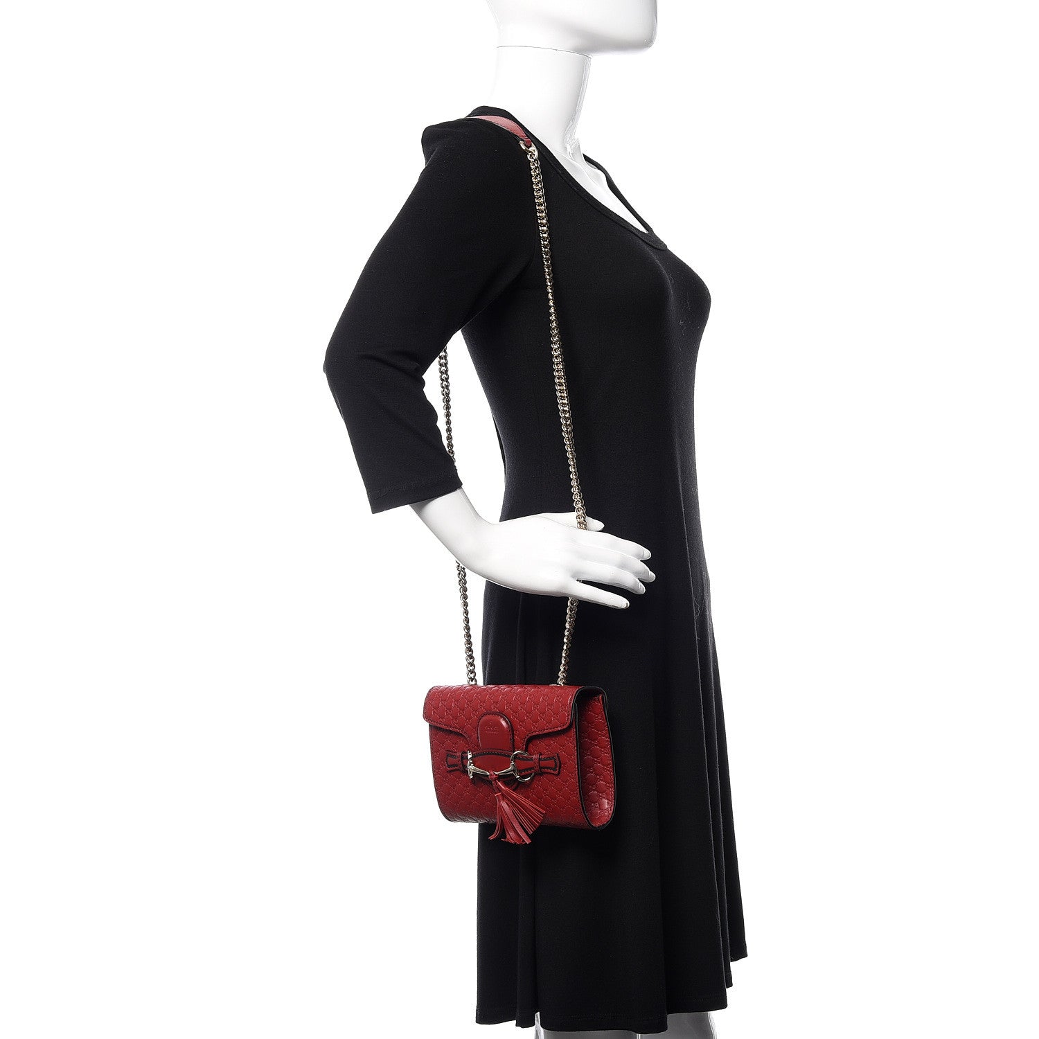 Gucci Soft Microguccissima Mini Emily Chain Shoulder Bag Rosso 2 of 11