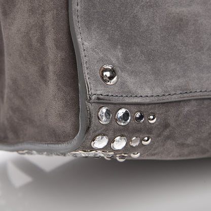 Prada Scamosciato Suede Studded Crystal Twin Pocket Tote Marmo 13 of 16