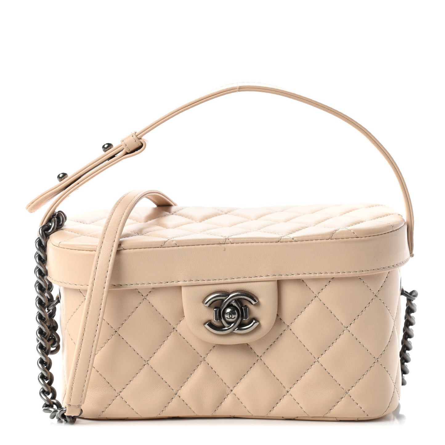 Lambskin Quilted Coco Boy Vanity Case Beige Clair