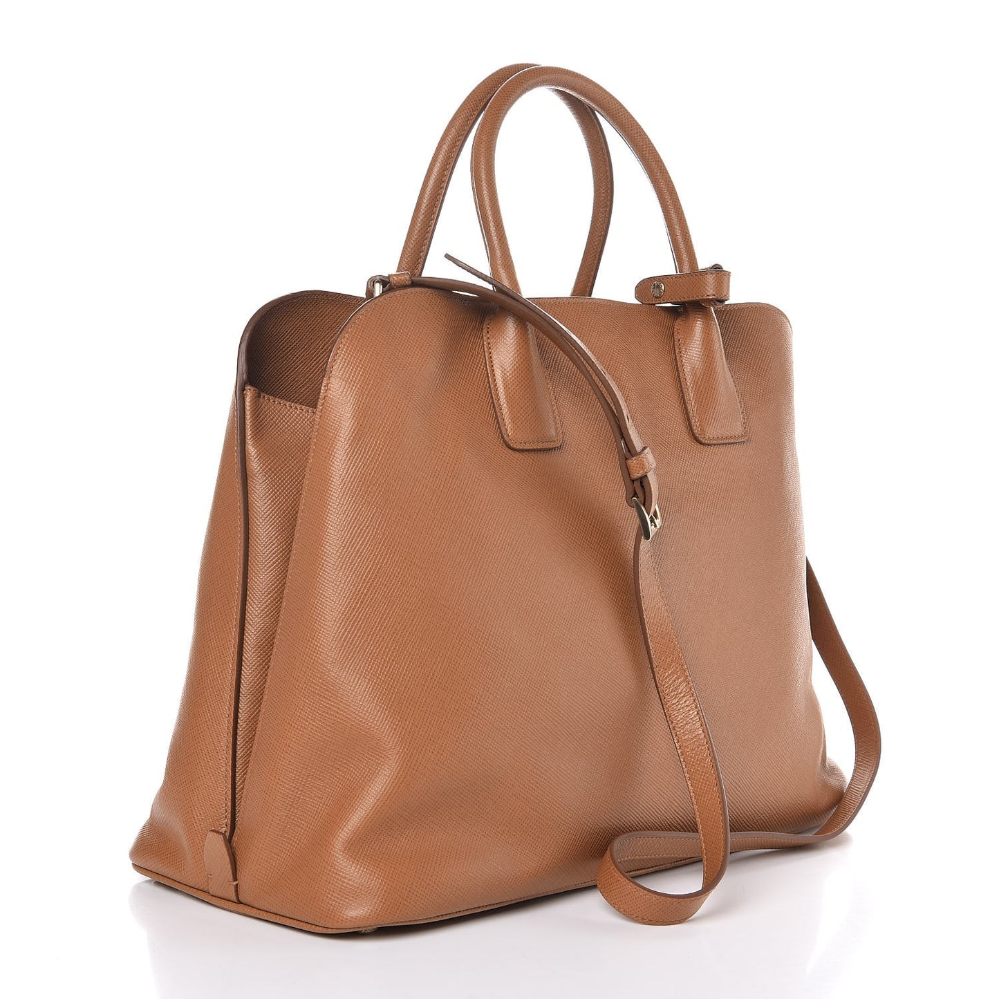 Saffiano Cuir Open Promenade Tote Caramel