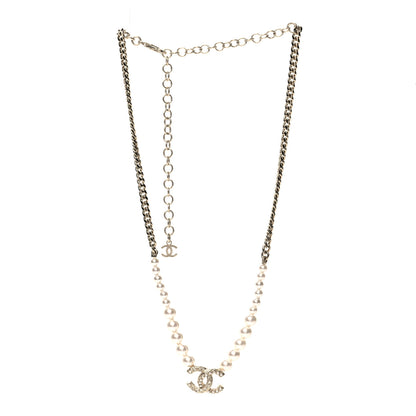 Chanel Pearl Crystal Chain CC Necklace Gold 3 of 5