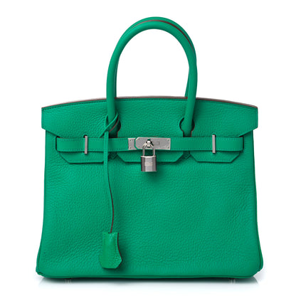 Hermes Taurillon Clemence Birkin 30 Menthe 1 of 31