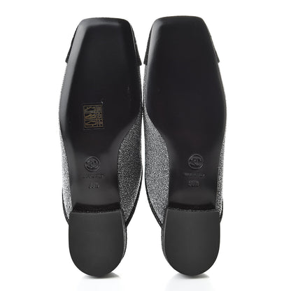 Chanel Fantasy Fabric Mules 38.5 Dark Silver Black 5 of 9