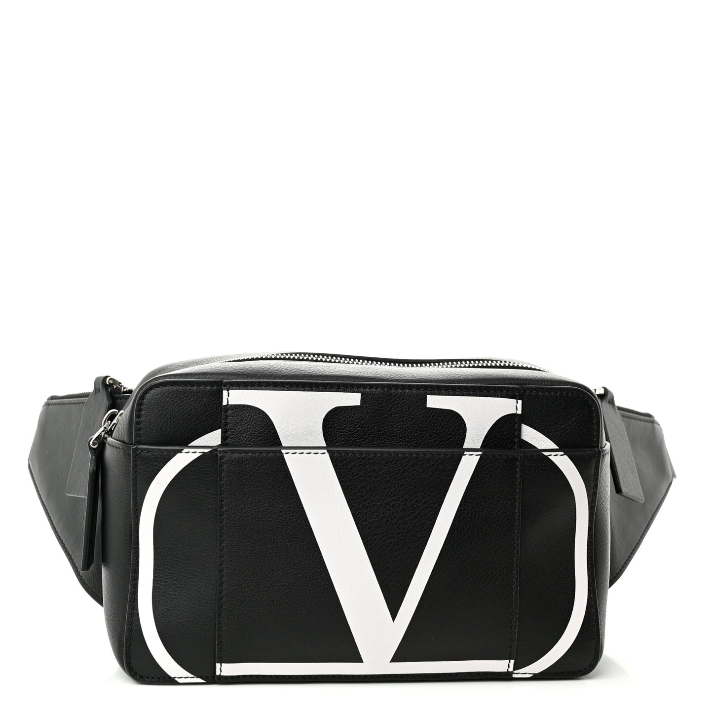 Calfskin Mens VLogo Belt Bag Black White