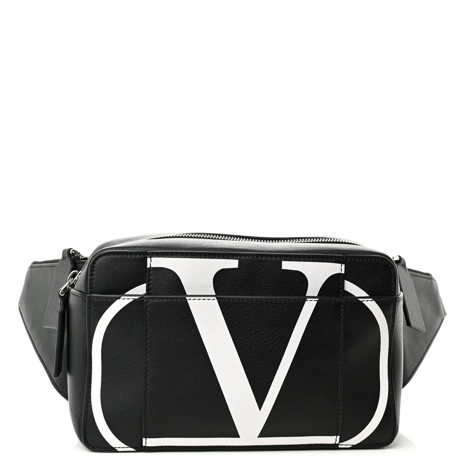 Valentino Garavani Calfskin Mens VLogo Belt Bag Black White 1 of 9