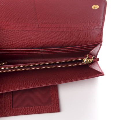 Prada Saffiano Metal Continental Flap Wallet Fuoco 6 of 11