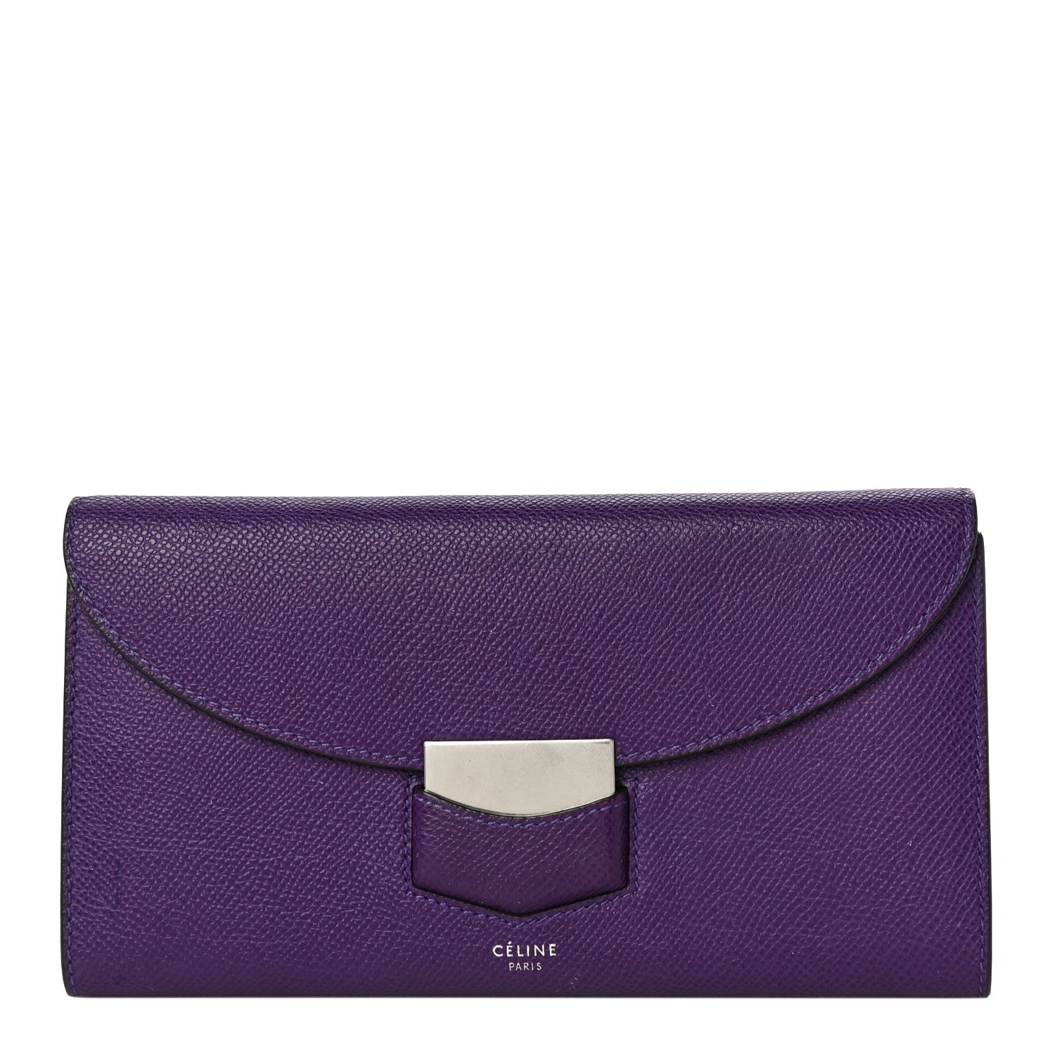 Celine Grained Calfskin Large Trotteur Multifunction Flap Wallet Purple 1 of 14