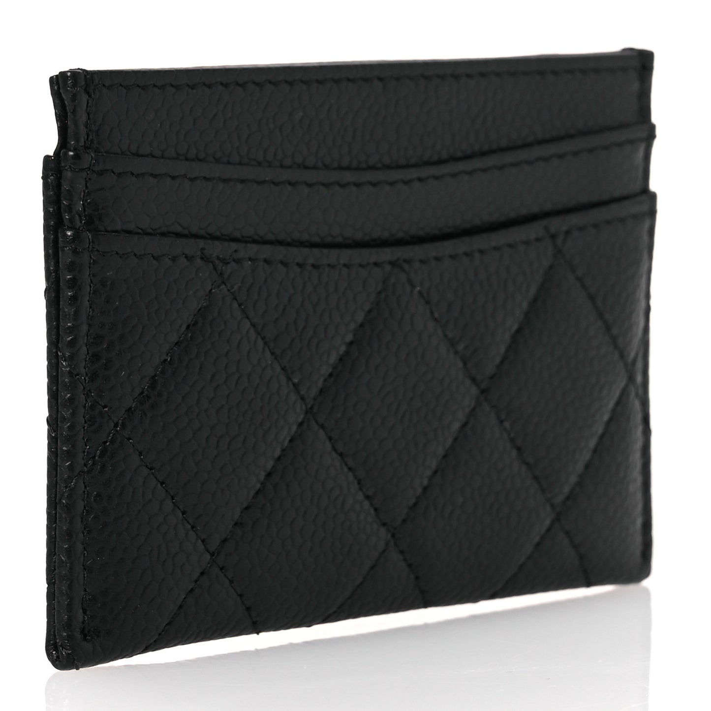 Caviar Quilted Card Holder Black