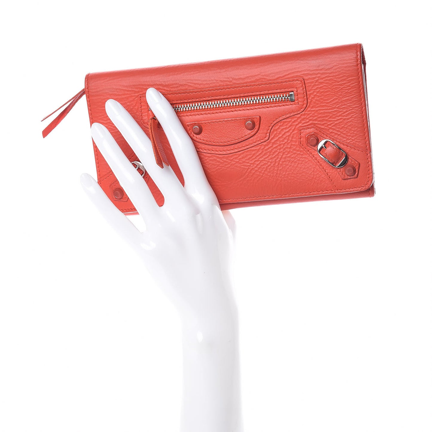 Agneau Classic Hardware Money Wallet Rouge Coquelicot