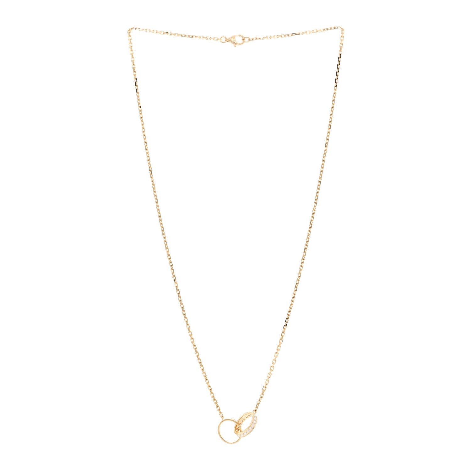 Cartier 18K Yellow Gold Diamond Interlocking LOVE Necklace 3 of 5