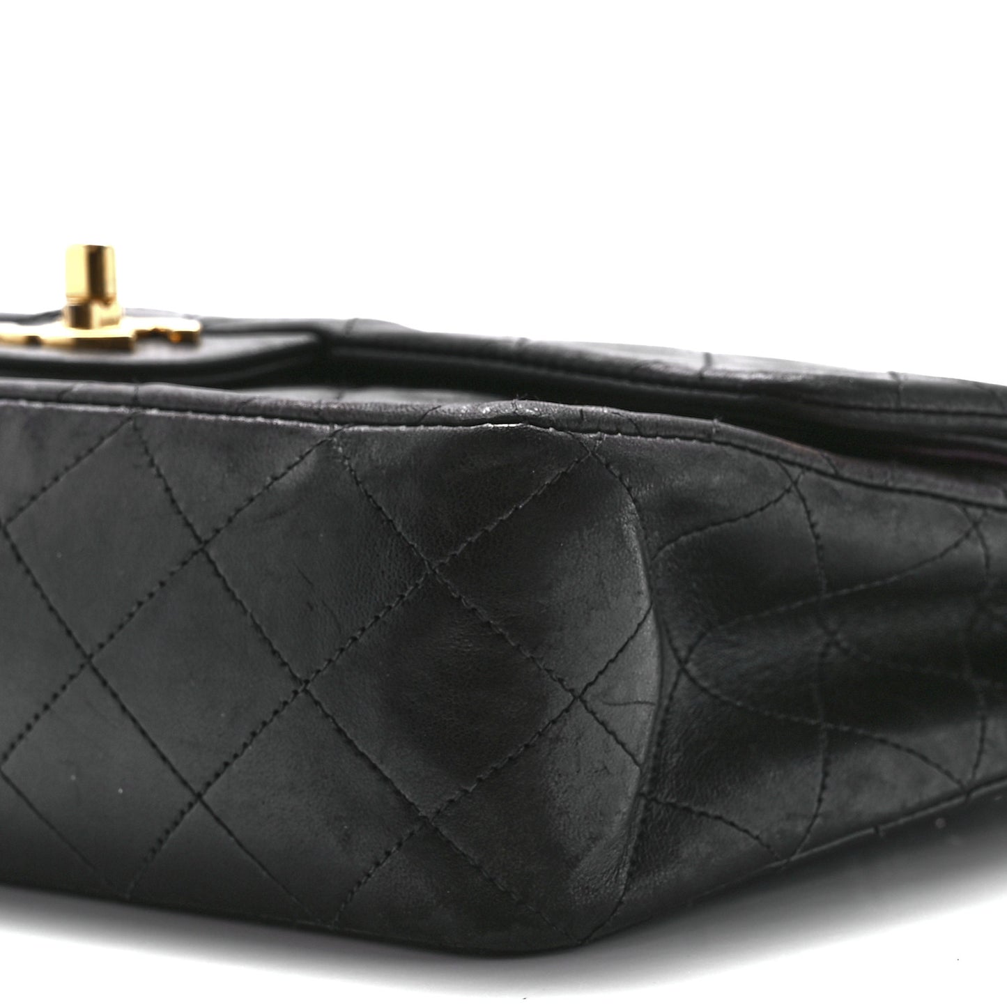 Lambskin Quilted Medium Double Flap Black