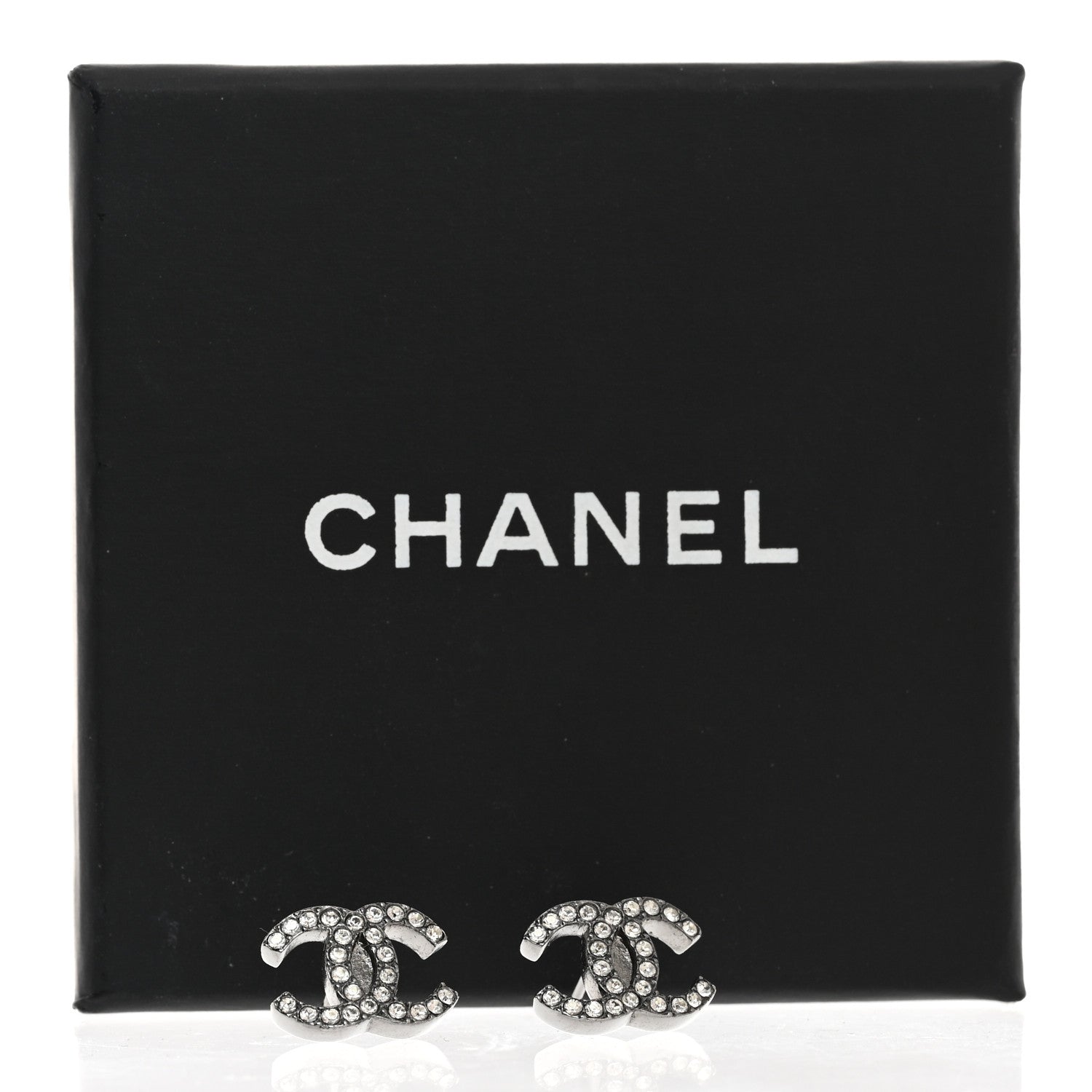 Chanel Ruthenium Crystal CC Stud Earrings 5 of 5