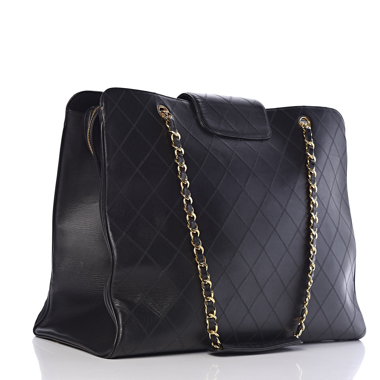 Chanel Calfskin Stitched XL Weekender Black 3 of 14