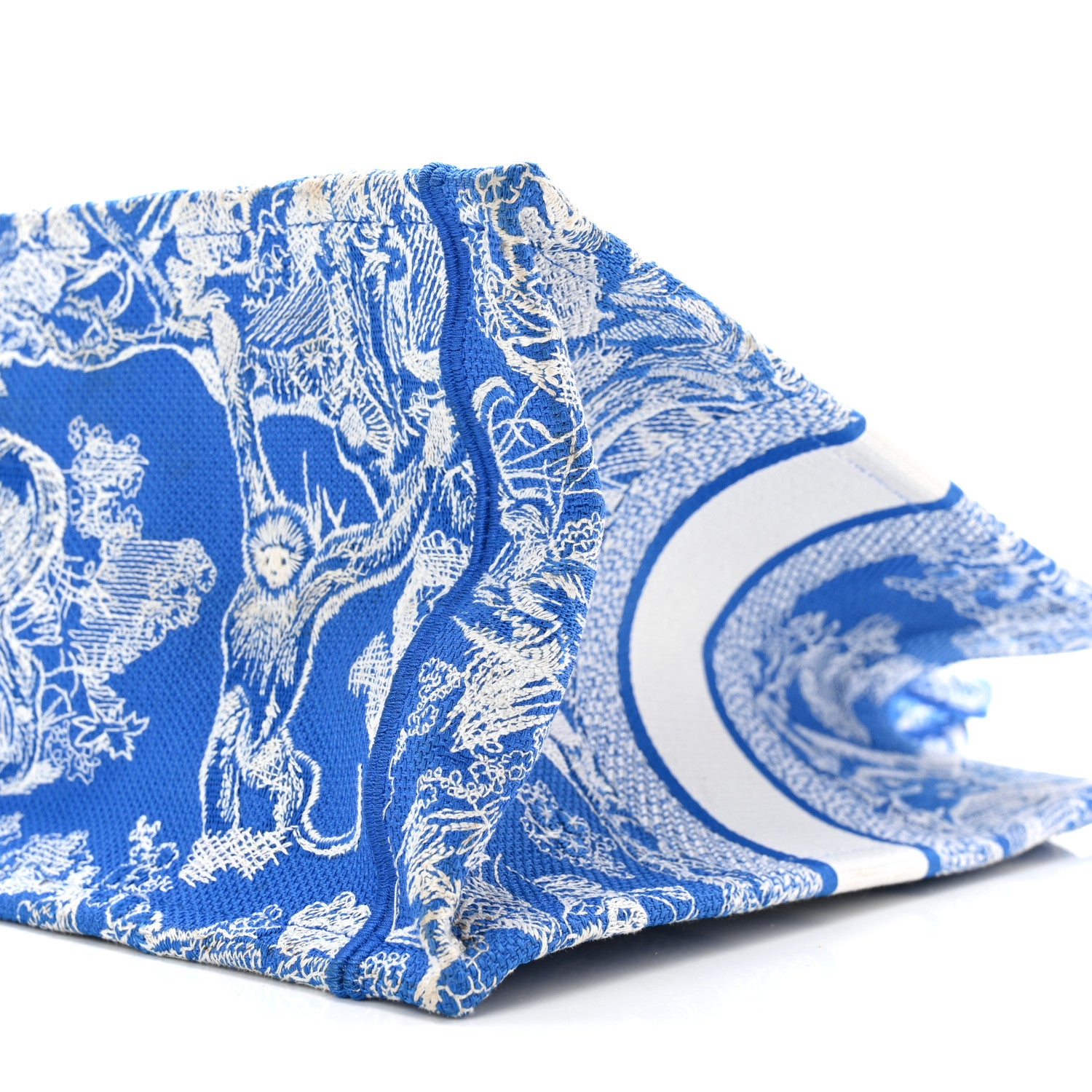 Christian Dior Canvas Embroidered Medium Dioriviera Toile De Jouy Book Tote Fluorescent Blue 10 of 11