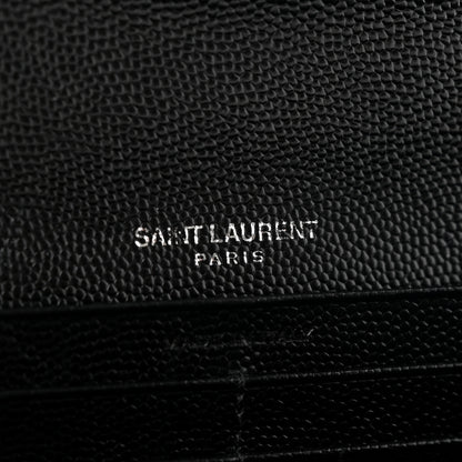 Saint Laurent Grain De Poudre Matelasse Chevron Monogram Flap Wallet Black 6 of 7