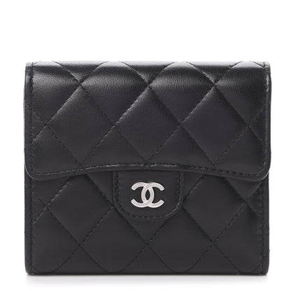 Chanel Lambskin Quilted Compact Flap Wallet Black 1 of 11