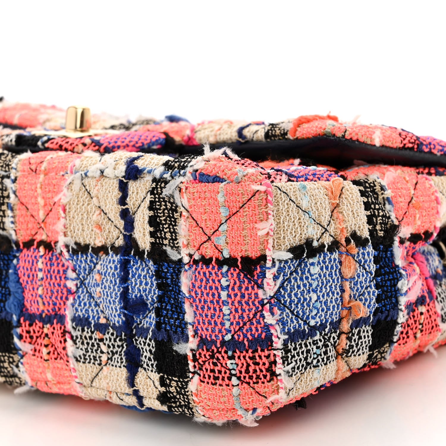 Chanel Tweed Quilted Mini Rectangular Flap Blue Orange Yellow 9 of 10