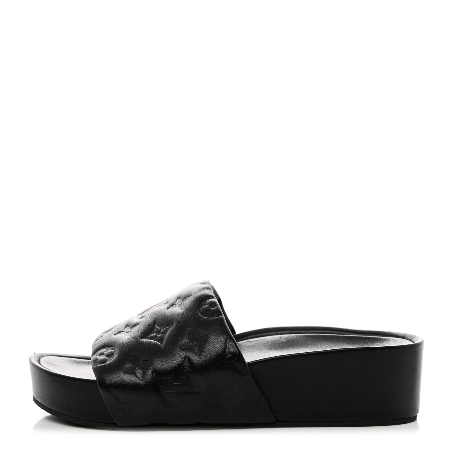 Louis Vuitton Lambskin Embossed Monogram Jumbo Flatform Mule Sandals 40 Black 1 of 9