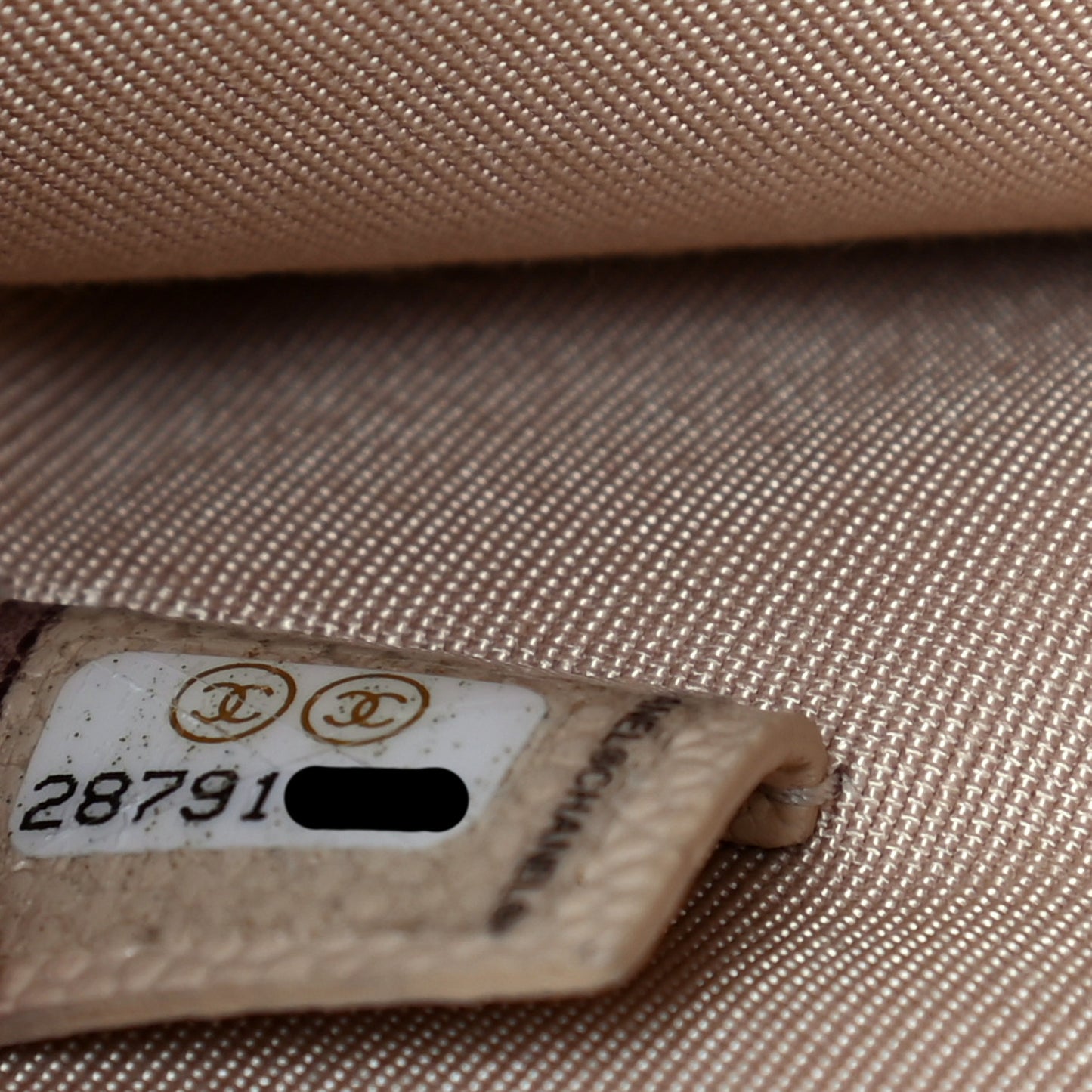 Caviar Quilted Medium Golden Class Pouch Beige