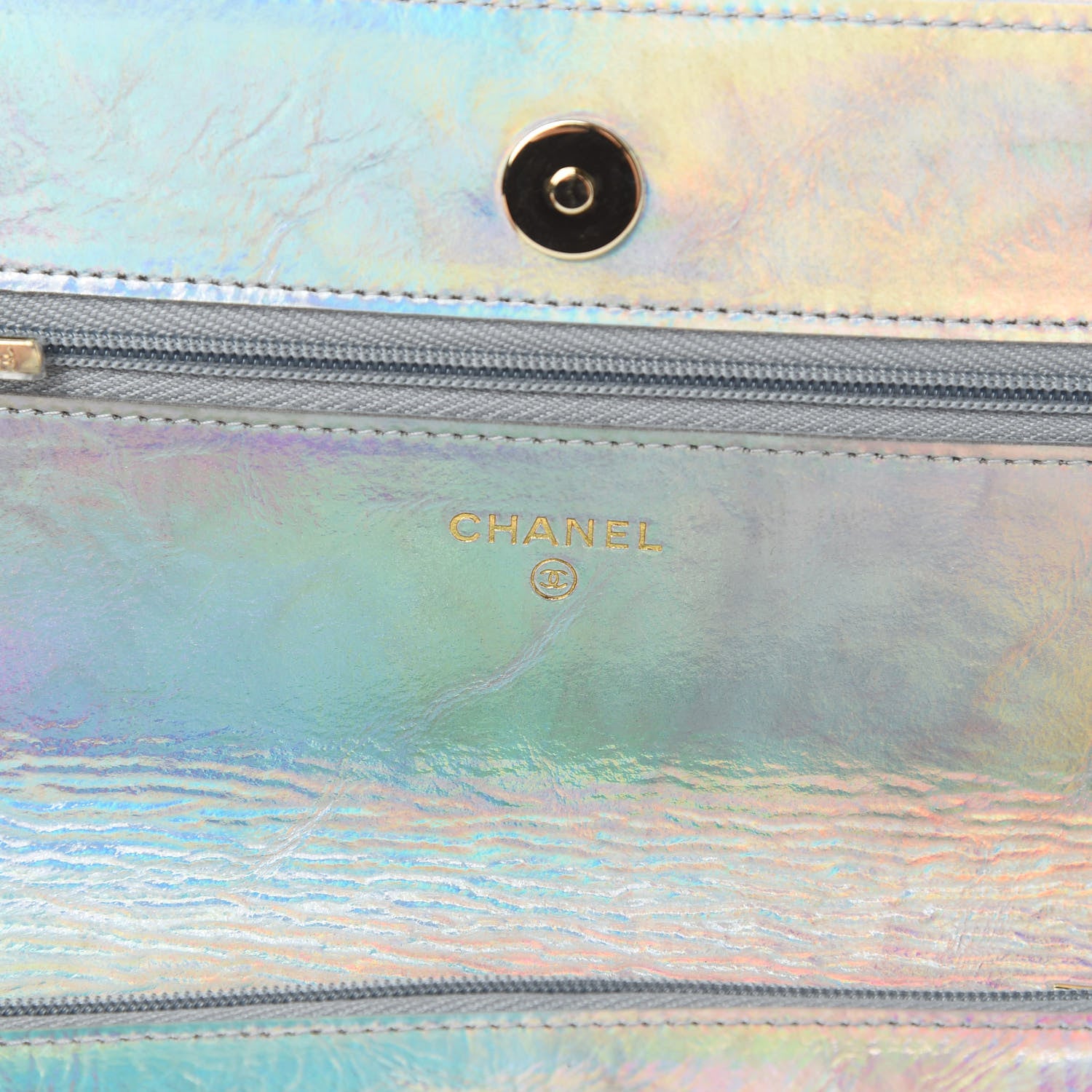Chanel Iridescent Goatskin Quilted Wallet On Chain WOC Silver 6 of 12