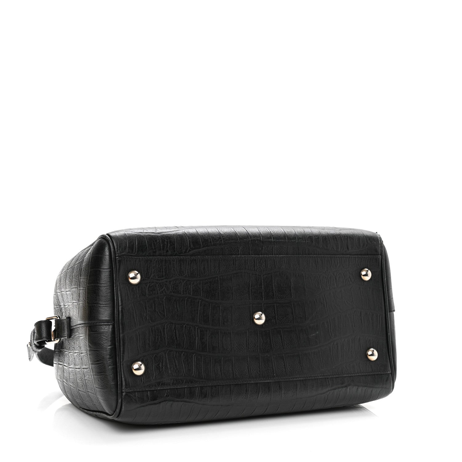 Saint Laurent Calfskin Crocodile Embossed Classic Duffle Bag Black 4 of 11