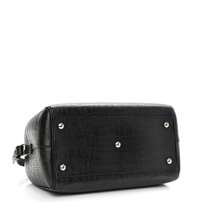 Saint Laurent Calfskin Crocodile Embossed Classic Duffle Bag Black 4 of 11