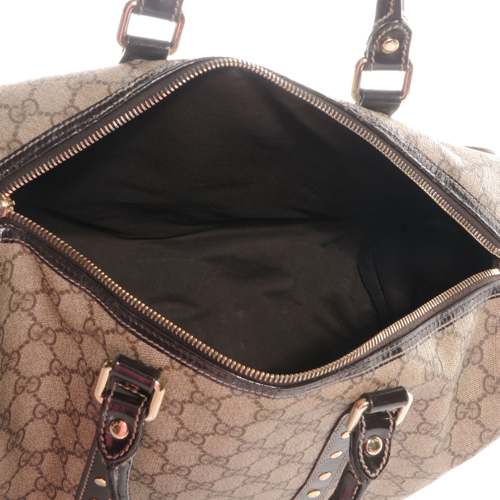 Gucci Monogram Guccissima Hearts Studded Medium Joy Boston Dark Brown 5 of 8