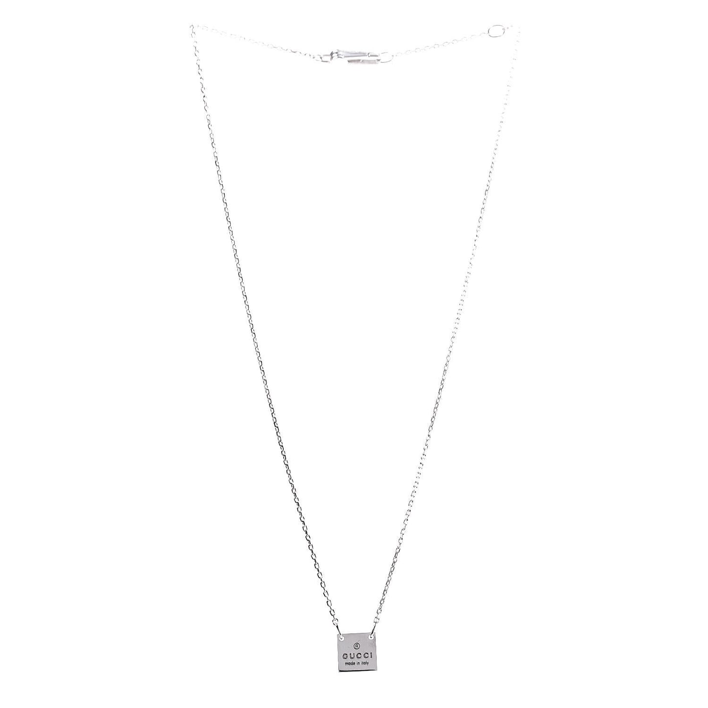 Sterling Silver Logo Square Tag Necklace