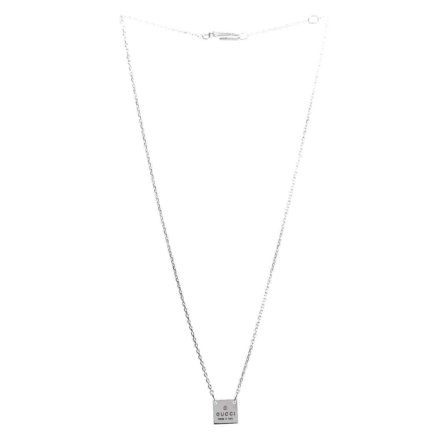 Gucci Sterling Silver Logo Square Tag Necklace 4 of 7