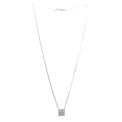 Gucci Sterling Silver Logo Square Tag Necklace 4 of 7