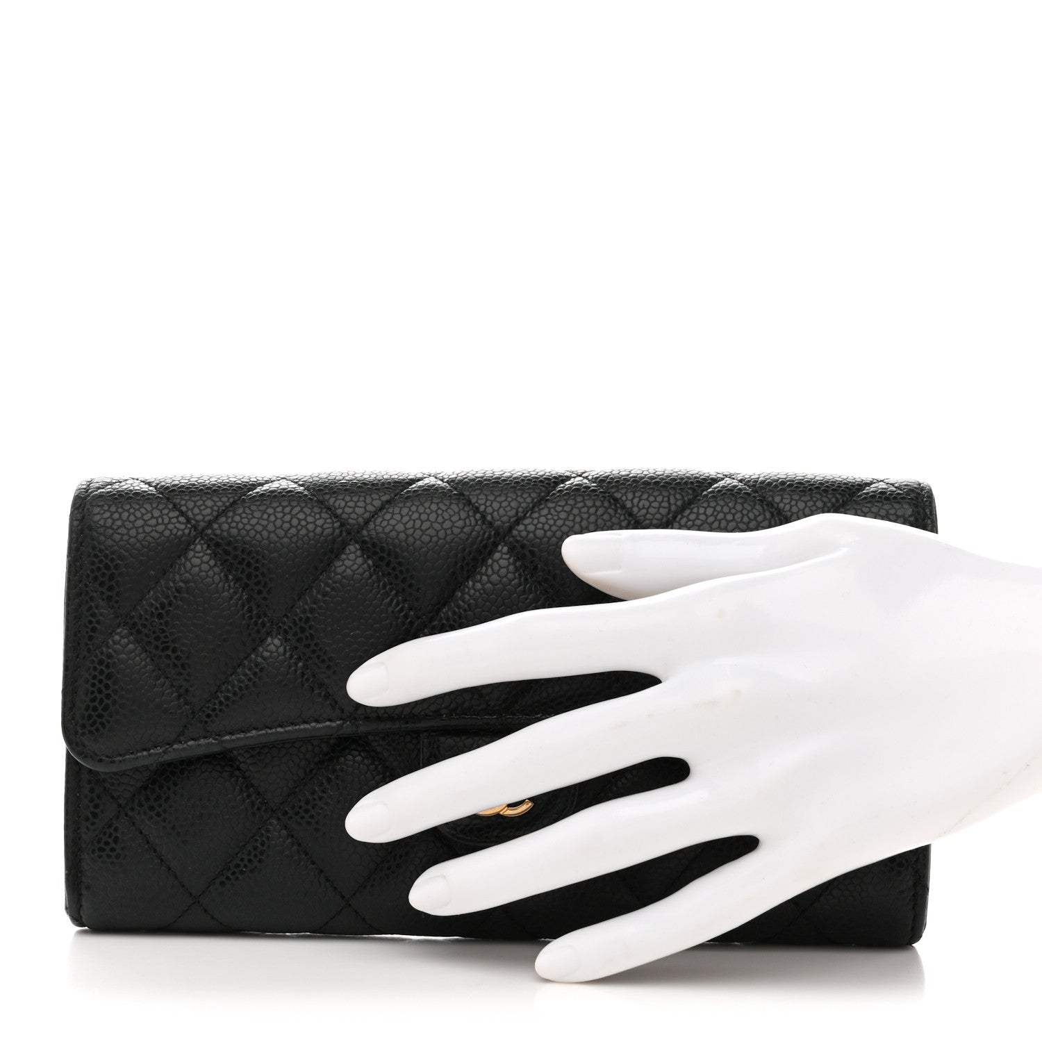 Chanel Caviar Quilted Large Gusset Flap Wallet Black 2 of 13