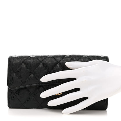 Chanel Caviar Quilted Large Gusset Flap Wallet Black 2 of 13