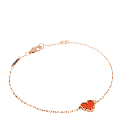 Van Cleef & Arpels 18K Rose Gold Carnelian Sweet Alhambra Heart Bracelet 1 of 4