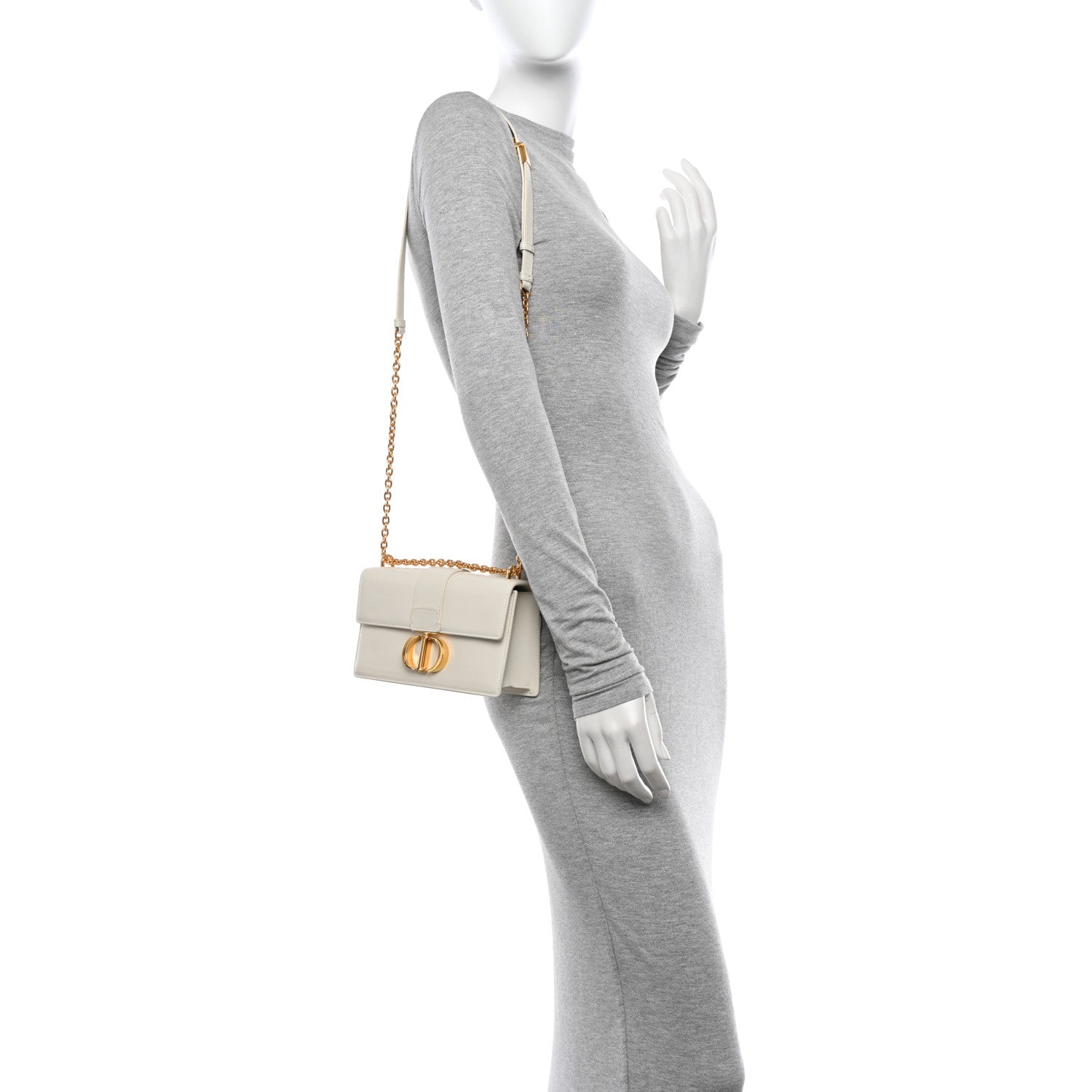 Christian Dior Grained Calfskin 30 Montaigne East West Chain Flap Bag Off White 2 of 13