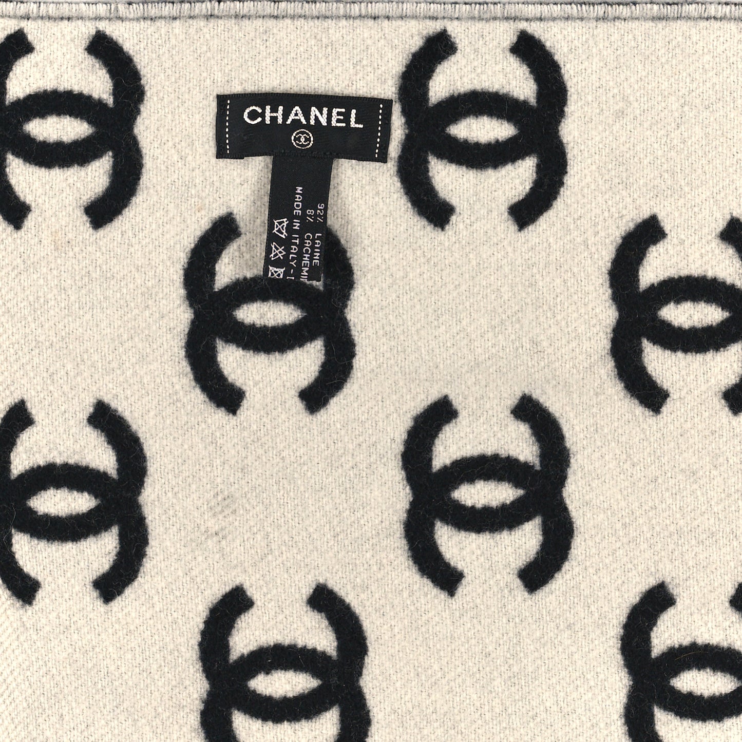 Wool Cashmere CC Scarf Black White