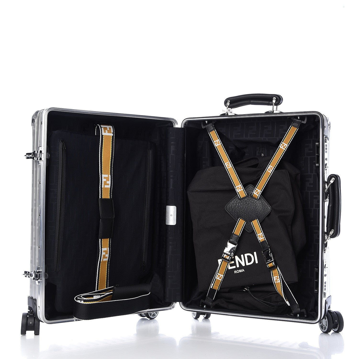Fendi X RIMOWA Aluminum FF Print Roll Away Carry On Luggage Silver 5 of 14