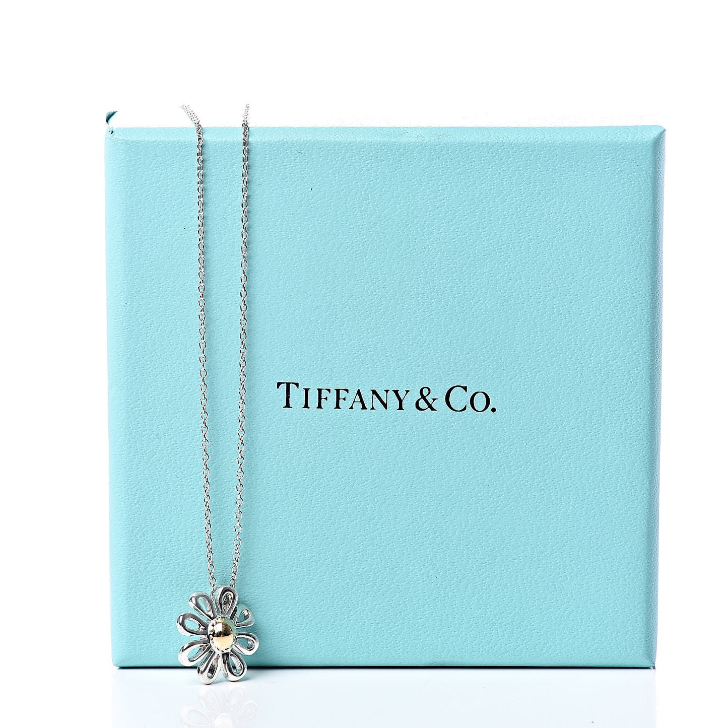 Sterling Silver 18K Yellow Gold Daisy Pendant Necklace