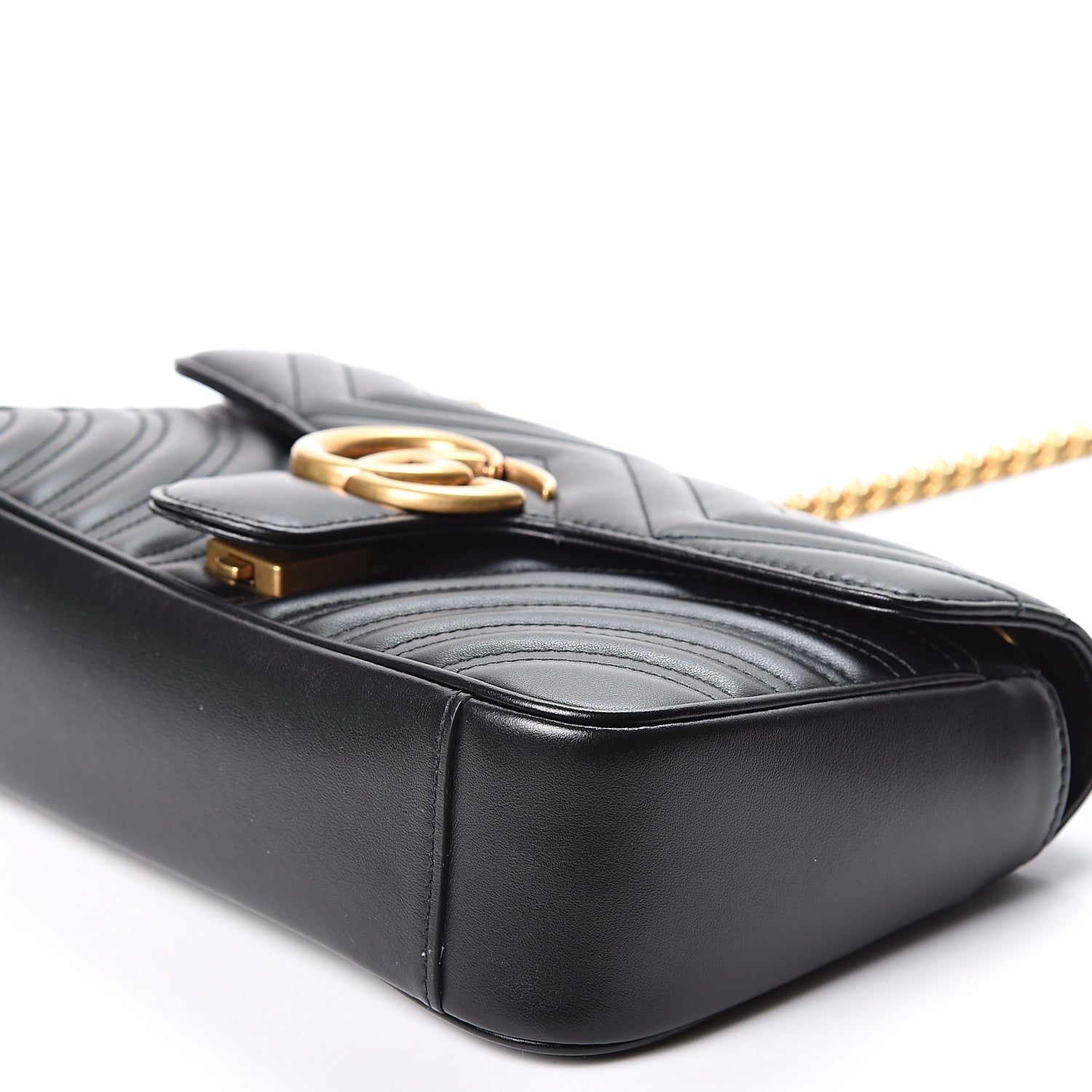 Gucci Calfskin Matelasse Small GG Marmont Shoulder Bag Black 9 of 9