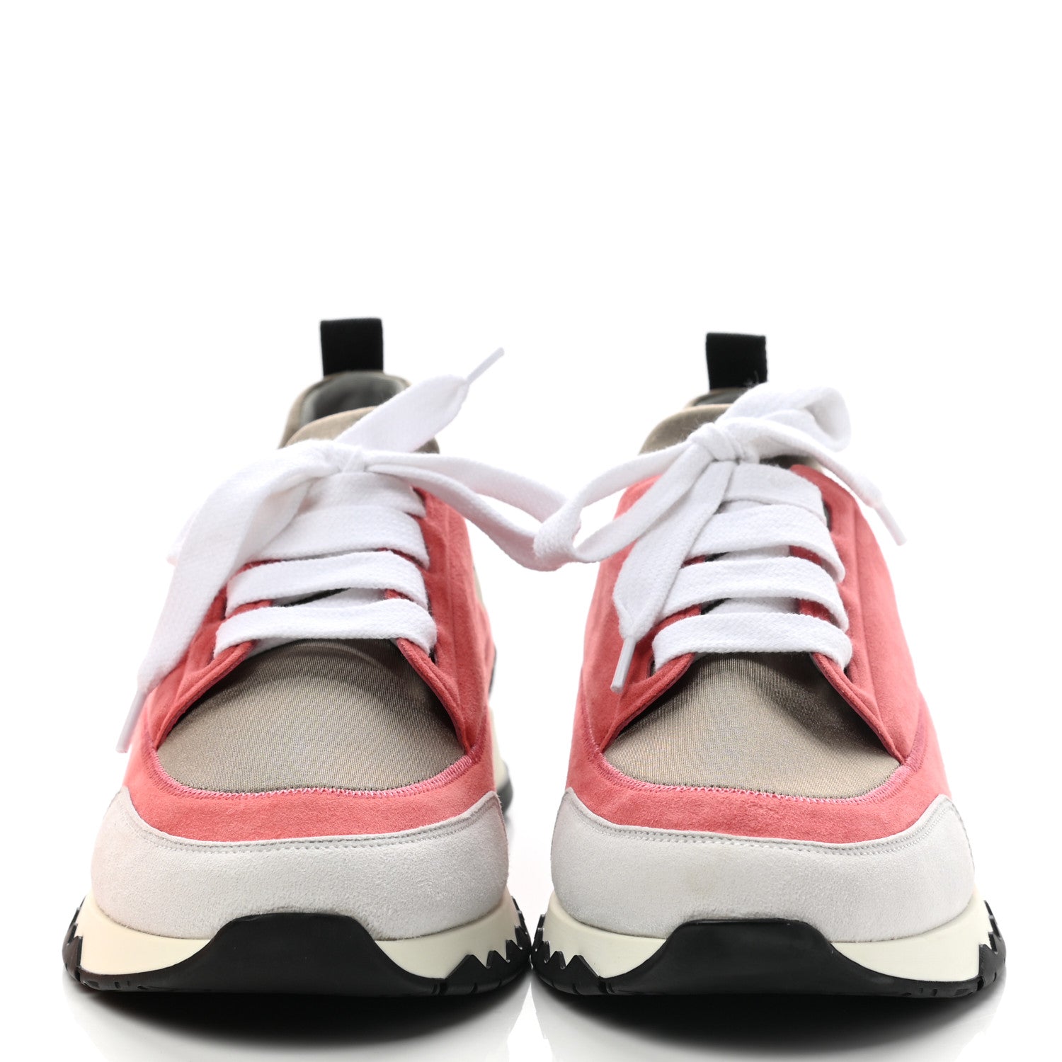 Hermes Technical Canvas Suede Goatskin Womens Stadium Sneakers 37 Grey Multicolor 2 of 9